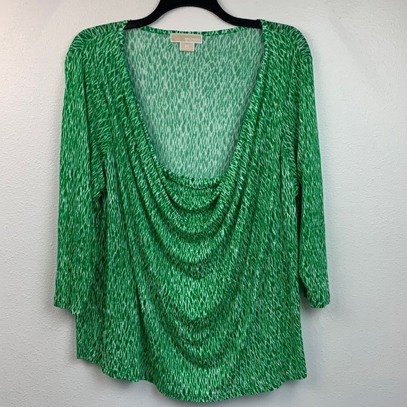 Michael Kors draped neck softly draping tunic style 3/4 sleeve Tee shirt top EUC - Picture 3 of 8